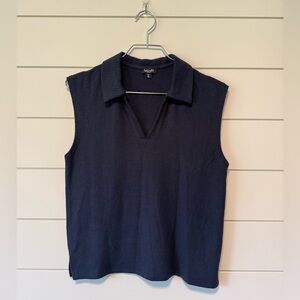 Splendid Navy Collared Sweater Vest Spring Knit Preppy East Coastal Nautical M